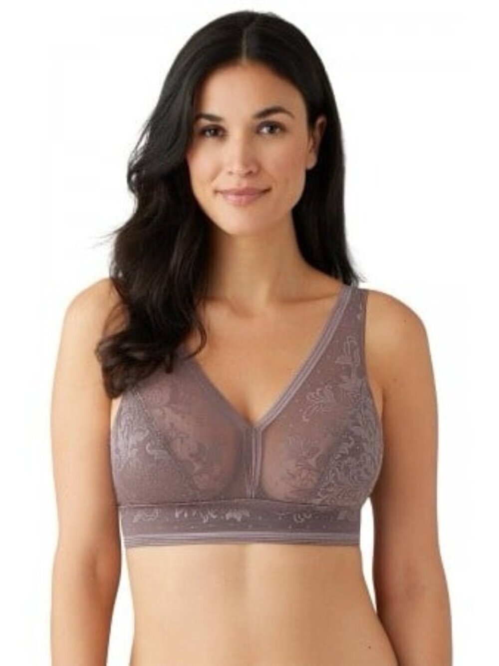 Wacoal Bralette Size 34 Net Effect Bra 810340 Unlined Lace Sheer Mesh Lingerie